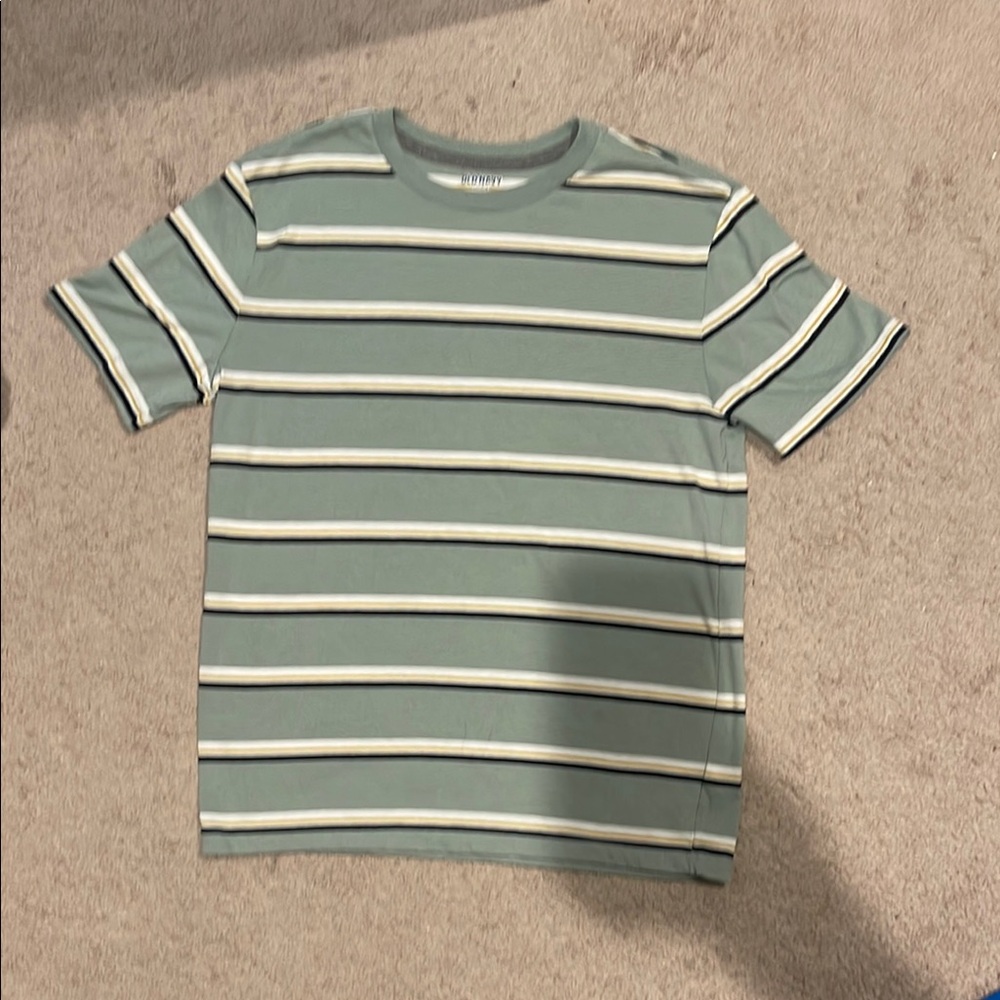 Old Navy Green and White Striped Short Sleeve Tee